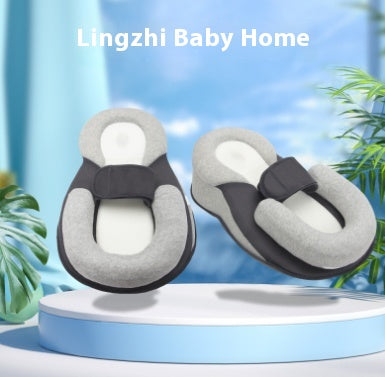 Baby Anti-Spit Milk Slope Pillow - Uterus-Shaped, Memory Foam, Light Grey