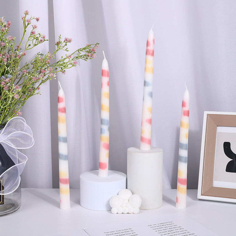 Watercolor Candle Long Brush Holder Set - 2pcs, 22.5CM Home Decor