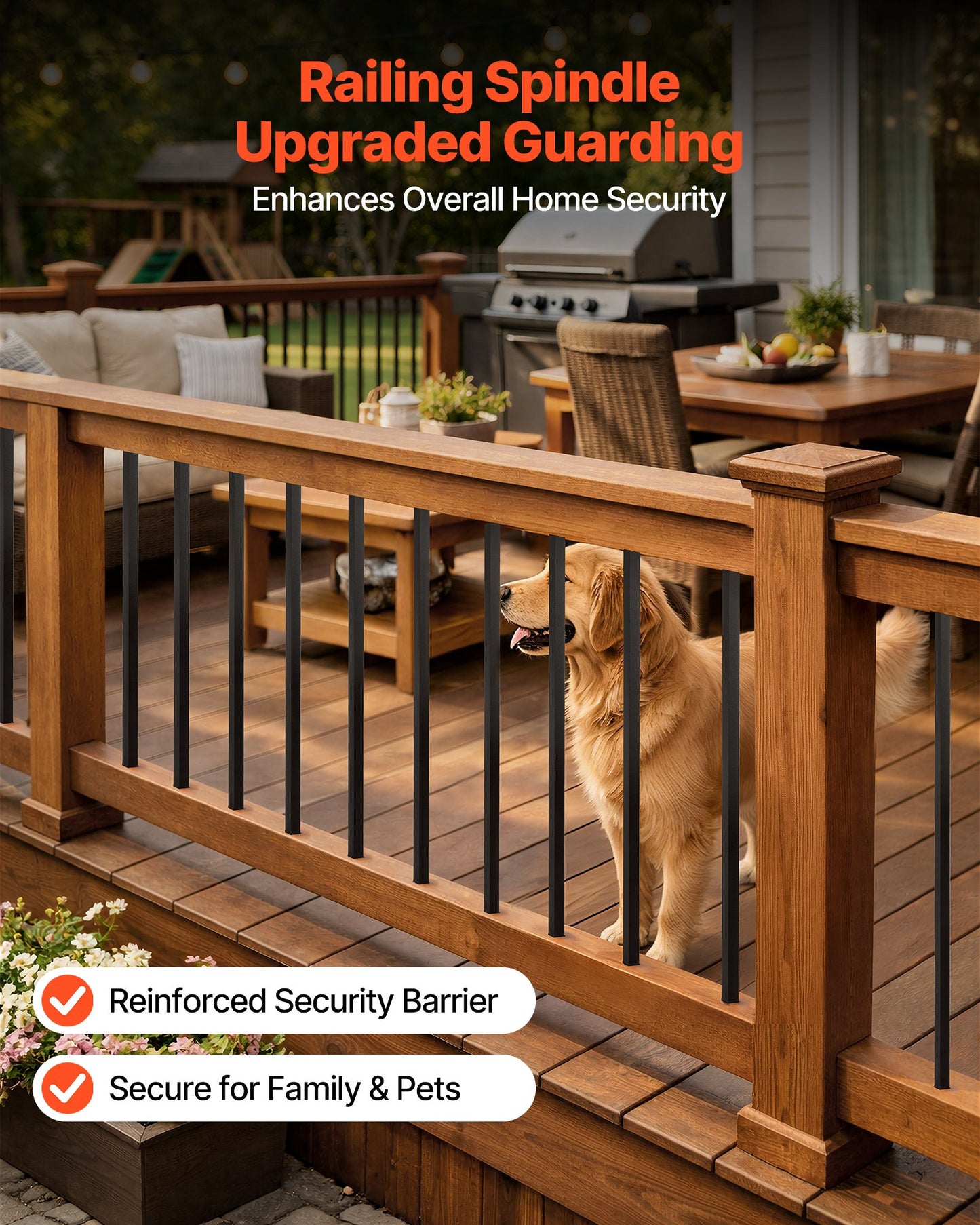 Black Aluminum Square Deck Balusters 3/4 In x 26 In for Railing & Staircase