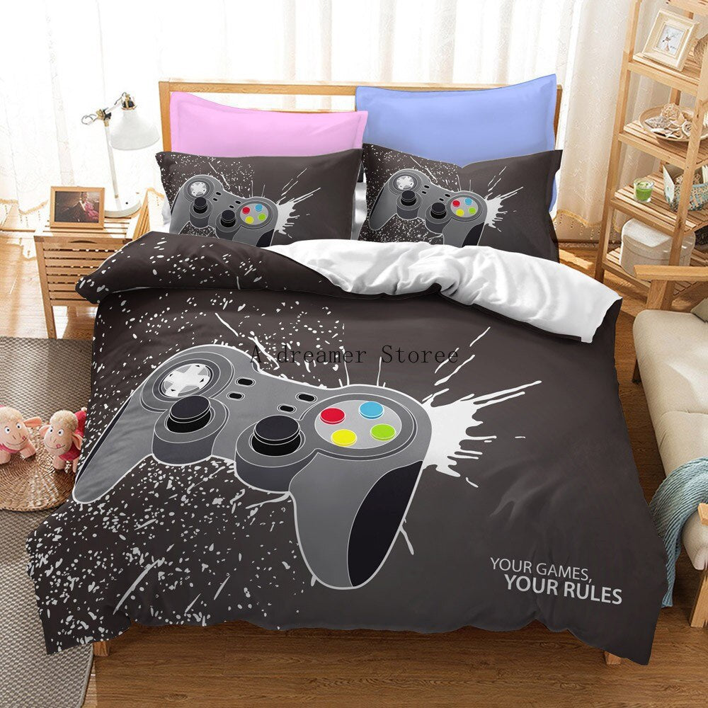Digital 3D Game Controller Pattern Printed Bedding Set - Multiple Sizes