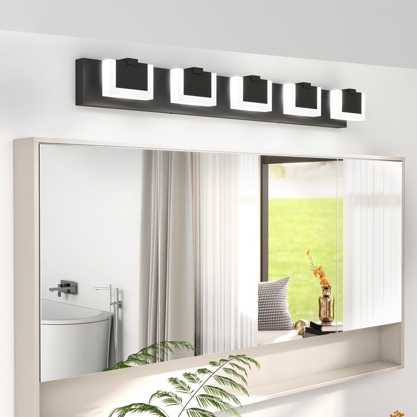 Modern Black LED Vanity Light Fixture - Up and Down Design