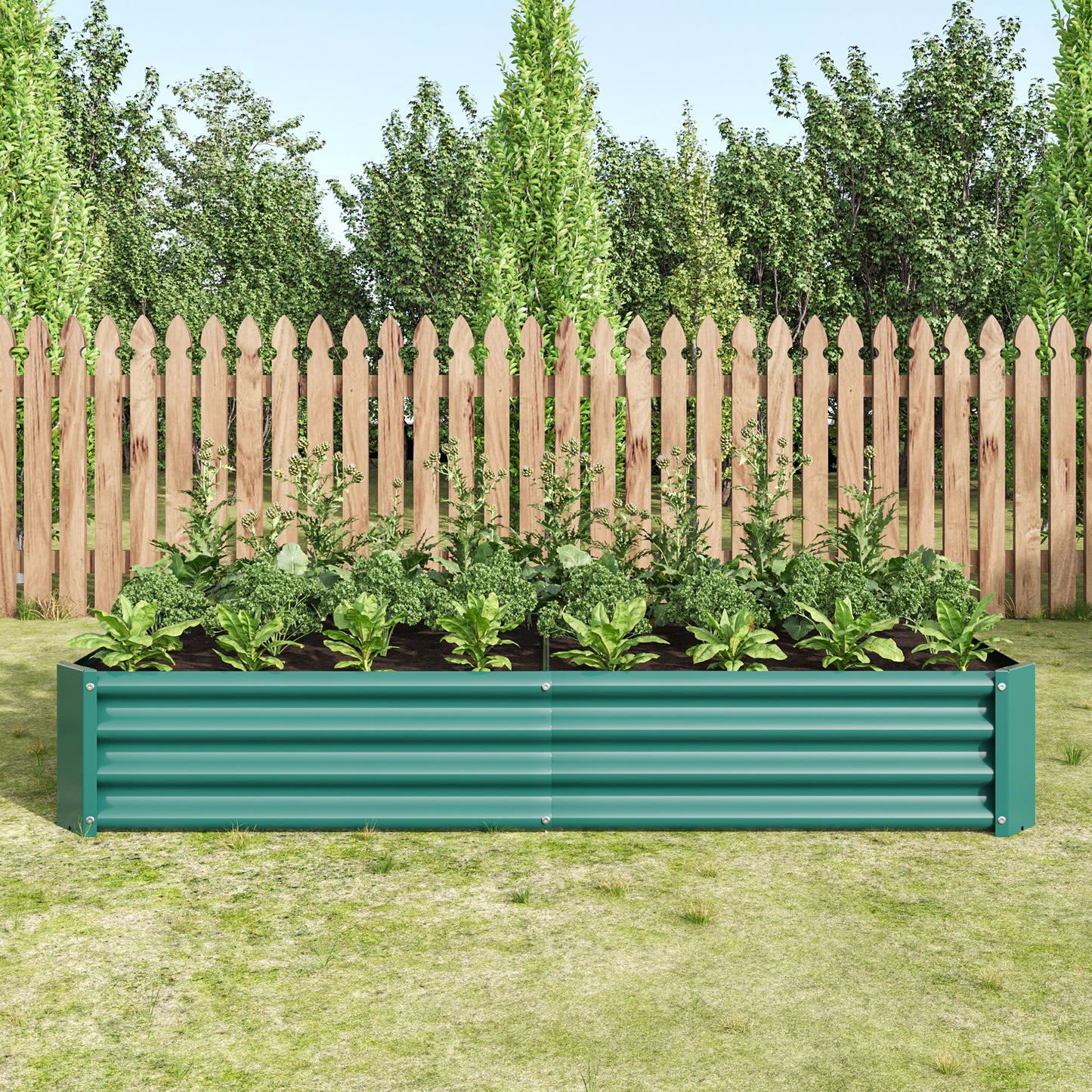 2PCS Green Metal Raised Garden Planter Beds - 6'x3'x1'