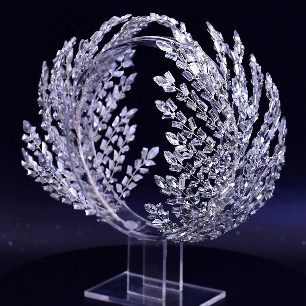 Silver Rhinestone Headband - Crystal Plaid