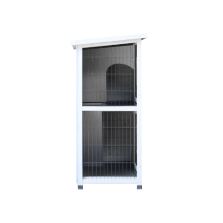 Outdoor 2-Story Rabbit Hutch with Removable Trays, Waterproof Roof & Ramp