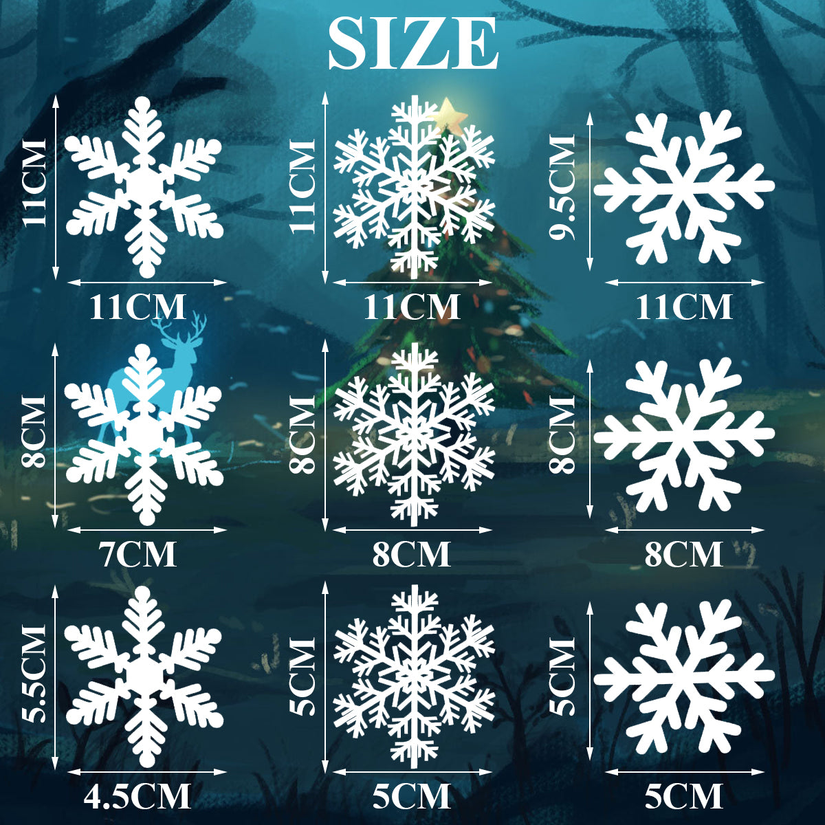 White Snowflake Static Stickers - 5 Sheets for Window Decor