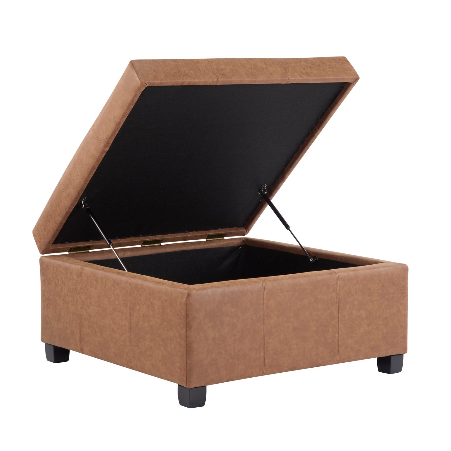 35" Brown Faux Leather Storage Ottoman with Lift-Top