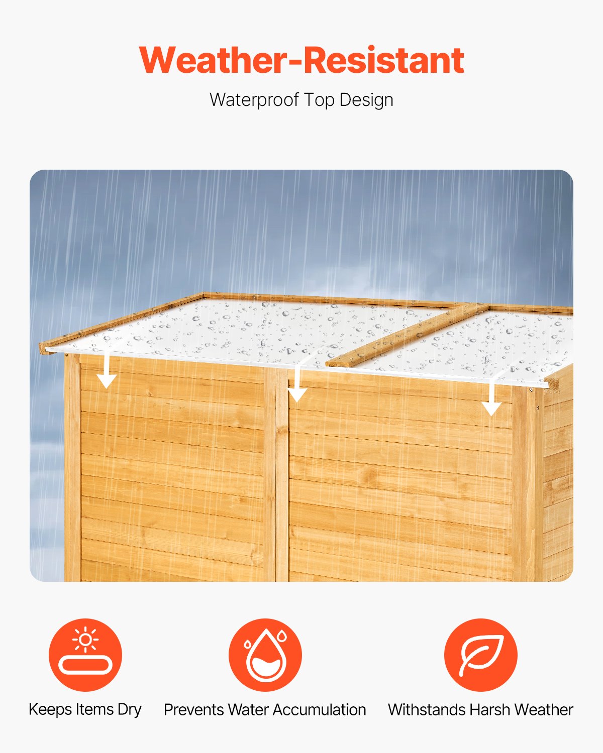 Waterproof Outdoor Wooden Storage Shed - Khaki, 55x67.5 Inch