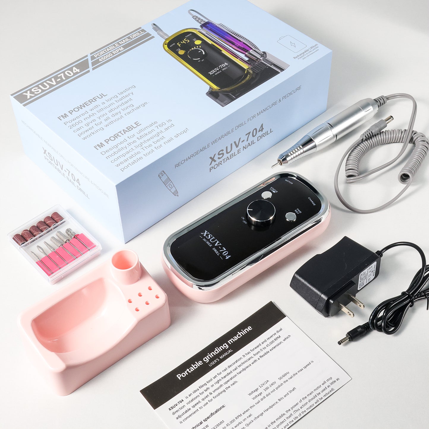 Professional Rechargeable Electric Nail Drill, 40000 RPM Portable Nail File