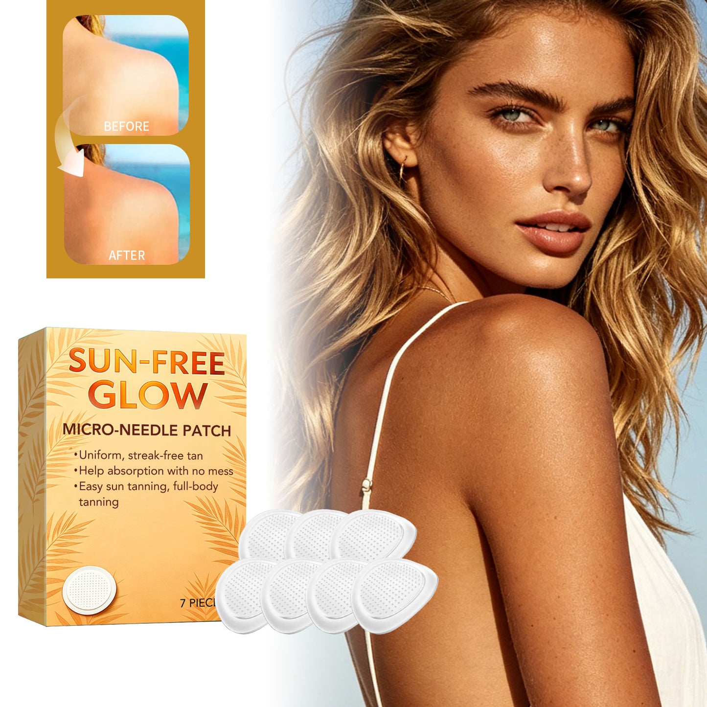 Tanning Microneedle Patches 7pcs - Skin Care Body Treatment