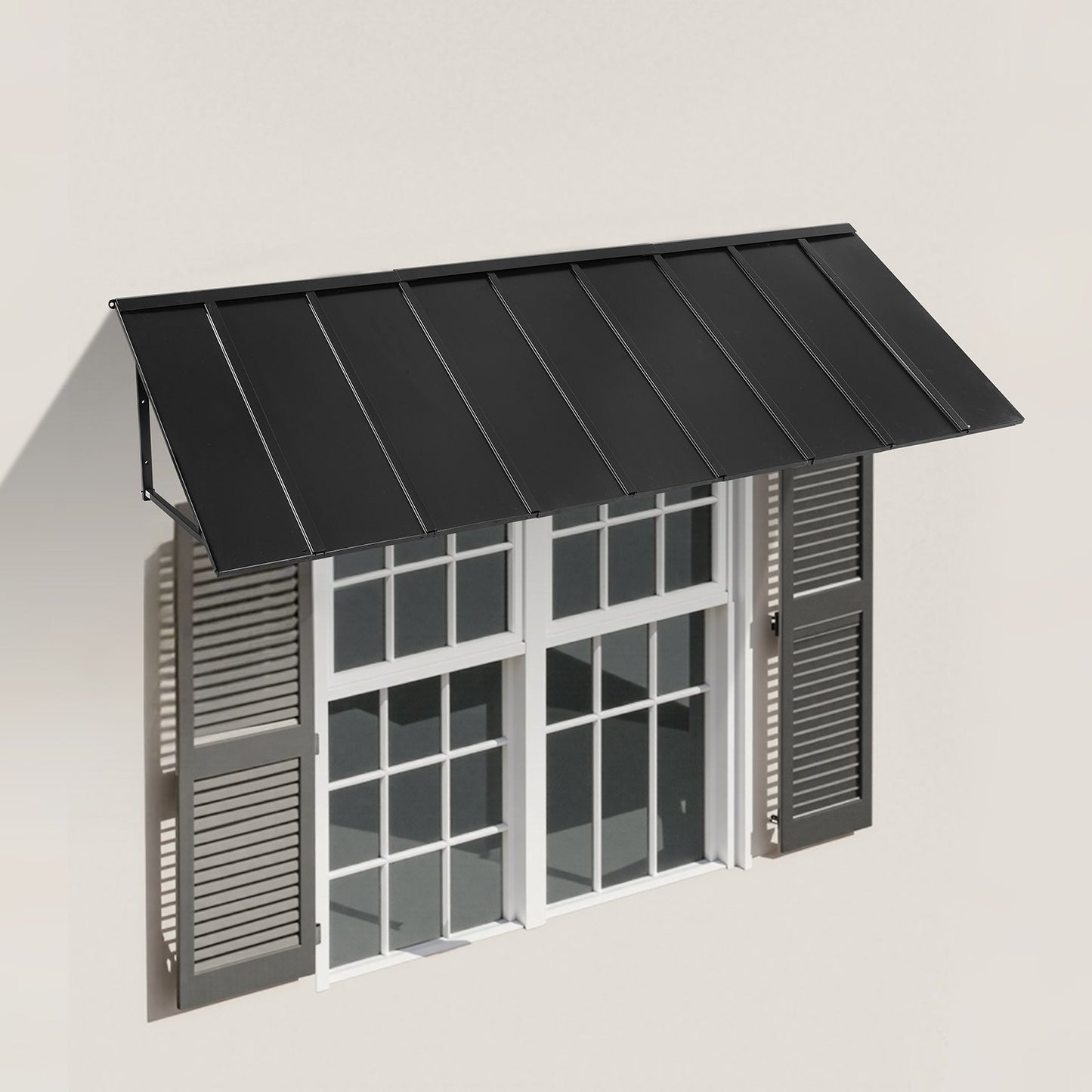 Outdoor Steel Window Awning 104x36 Inch Anti-Rust Door Canopy Black