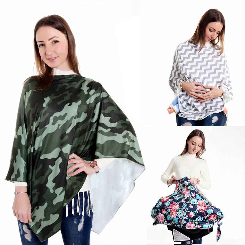 Nursing Shawl for Maternal and Child Care - Windshield Shade Style, Floral Pattern, Polyester, 160cm