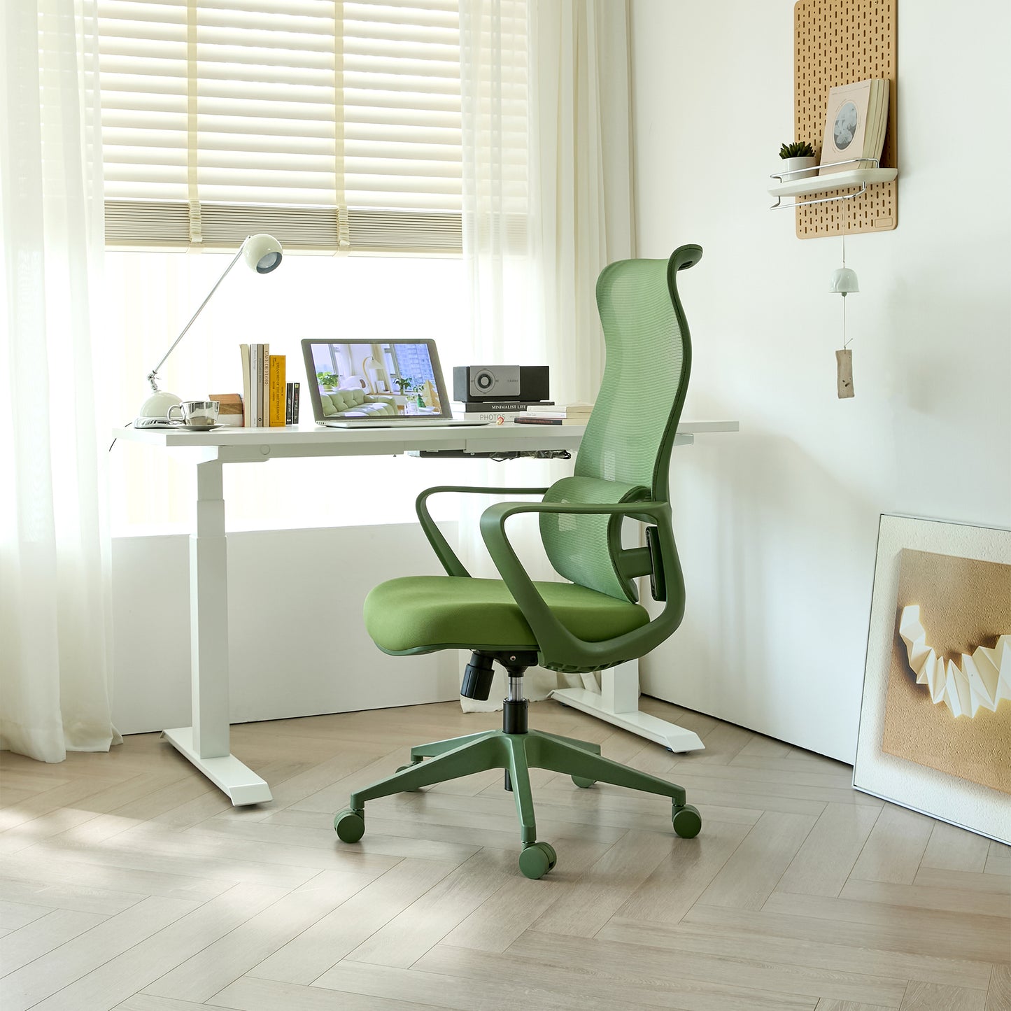 Ergonomic Green Office Chair with Adjustable Lumbar Support