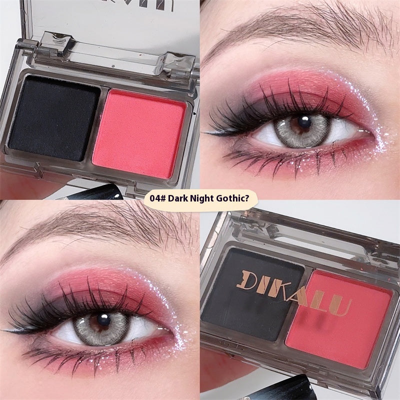 Colorful Two-Tone Eyeshadow Palette - Pink & Black Matte & Shimmer