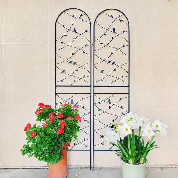 Metal Garden Trellis 86.7" x 19.7" - 2 Pack for Climbing Plants, Black
