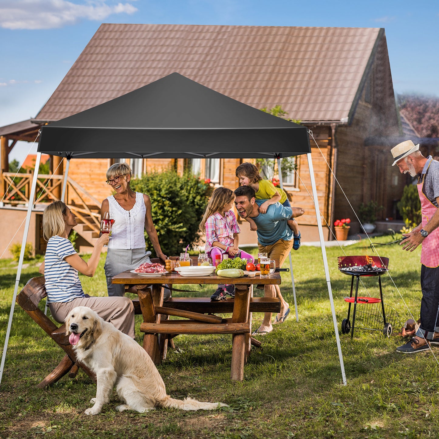 Portable Dark Gray Folding Canopy Gazebo - UV Resistant & Waterproof