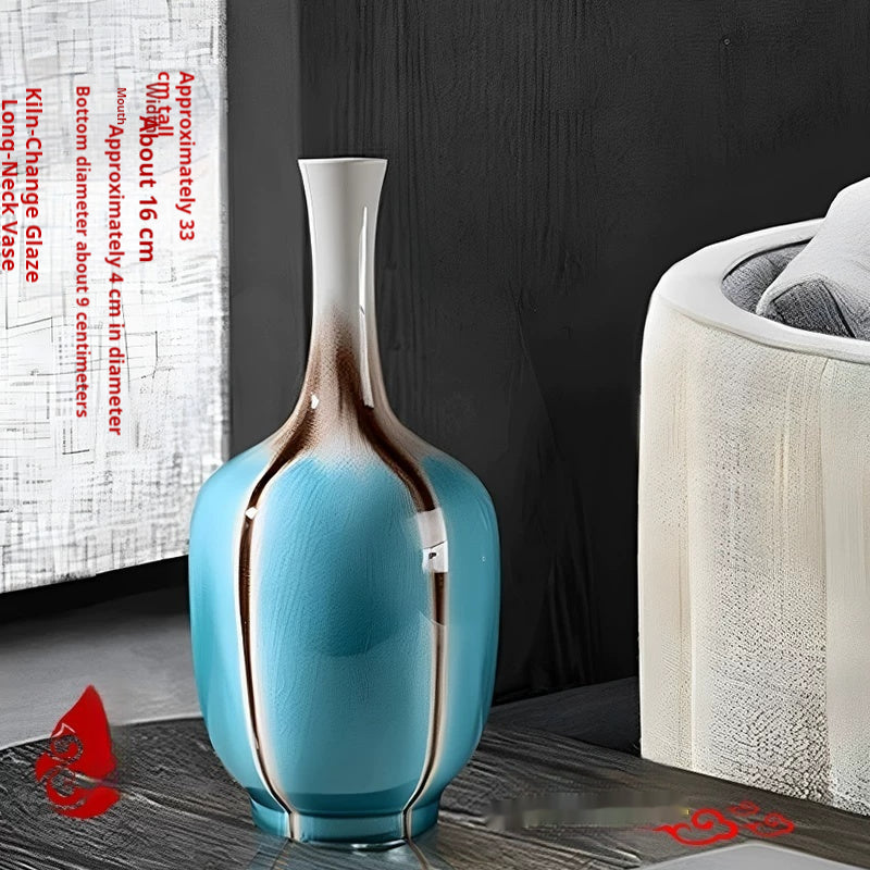 Color Changing Glazed Ceramic Vase - Neo-Chinese Style Home Decor