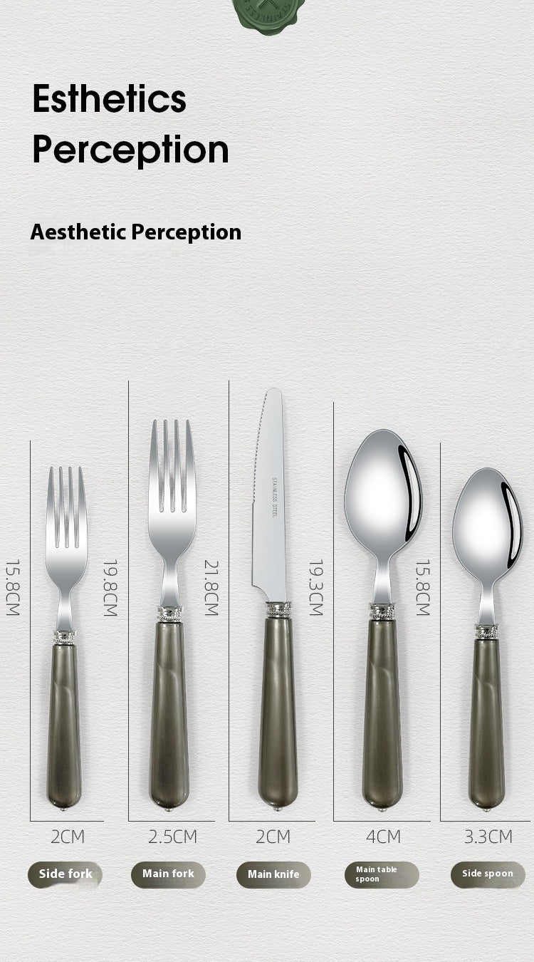 Luxury Nordic Style Household Kitchen Cutlery Set - Portable Knife Fork Spoon