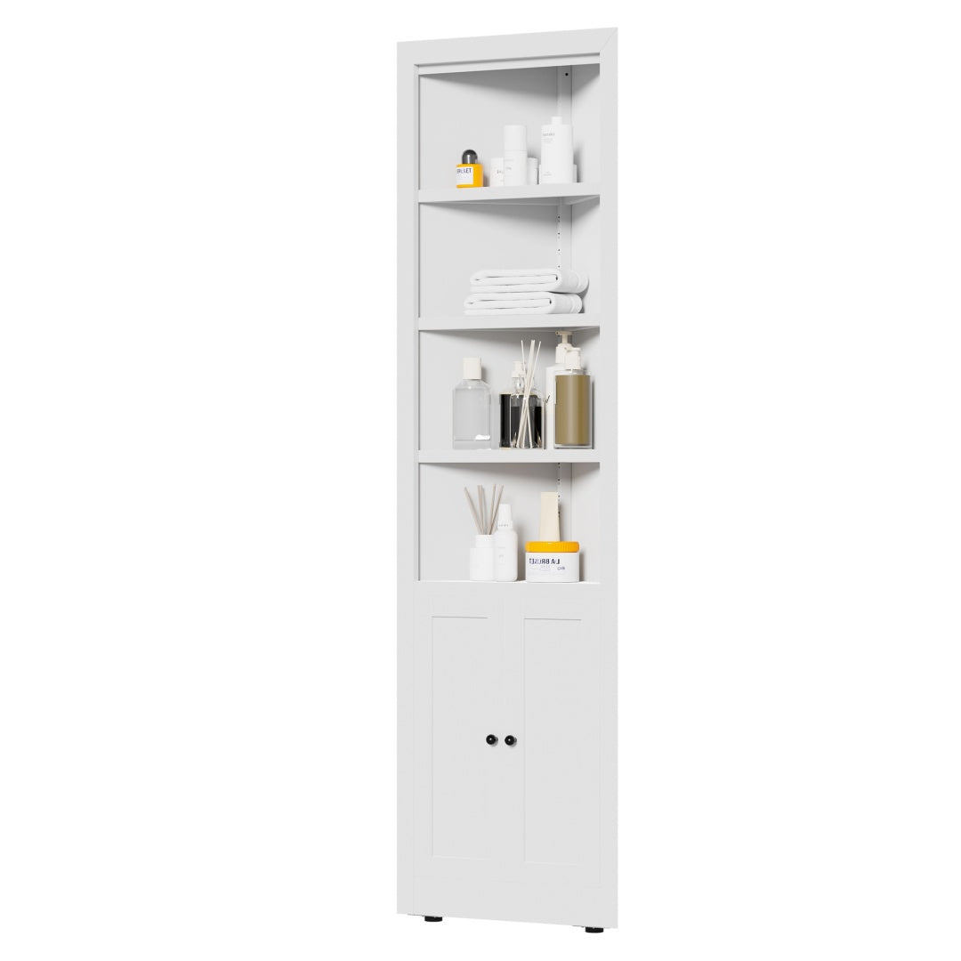 71in Tall Corner Storage Cabinet With 2 Doors, 5-Tier Metal
