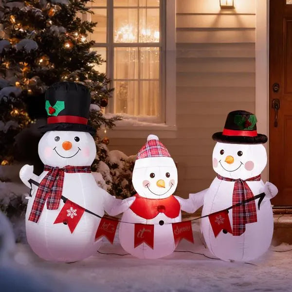6.2FT Inflatable Snowman Family Decoration with LED Lights