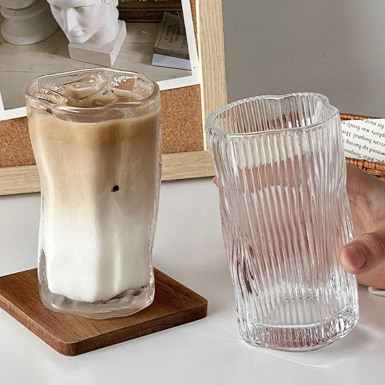 Irregular Glass Mug - Transparent, Rain & Fog, Stripes | 275ml, Set Options
