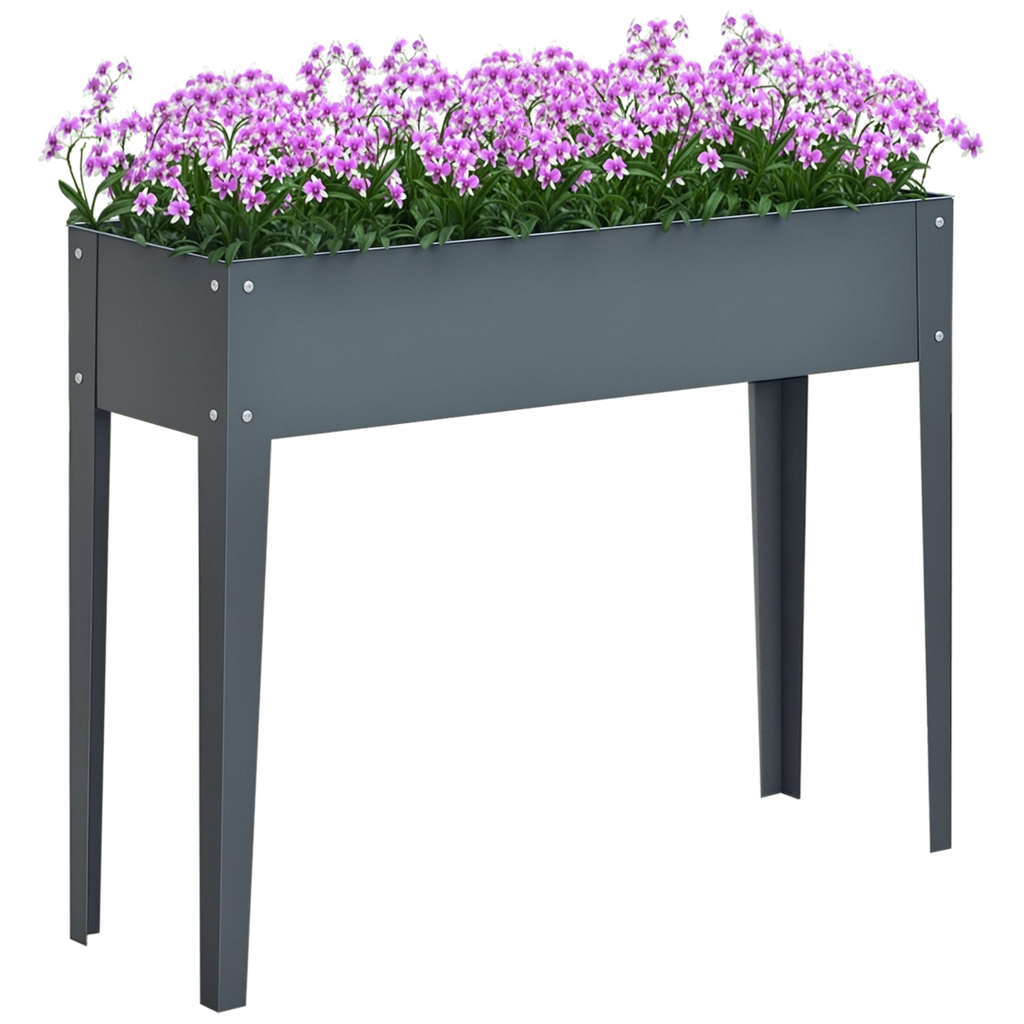 Metal Raised Garden Bed with Legs - 39" x 12" x 32" Elevated Planter Box, Dark Gray