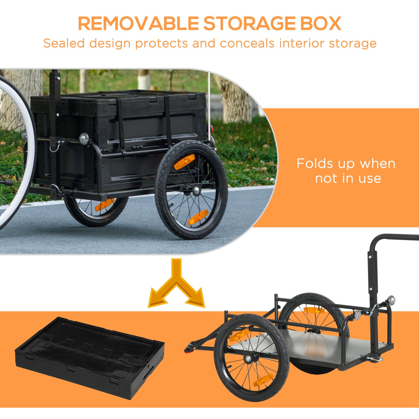 Bicycle Cargo Trailer with Removable Storage Box - Black