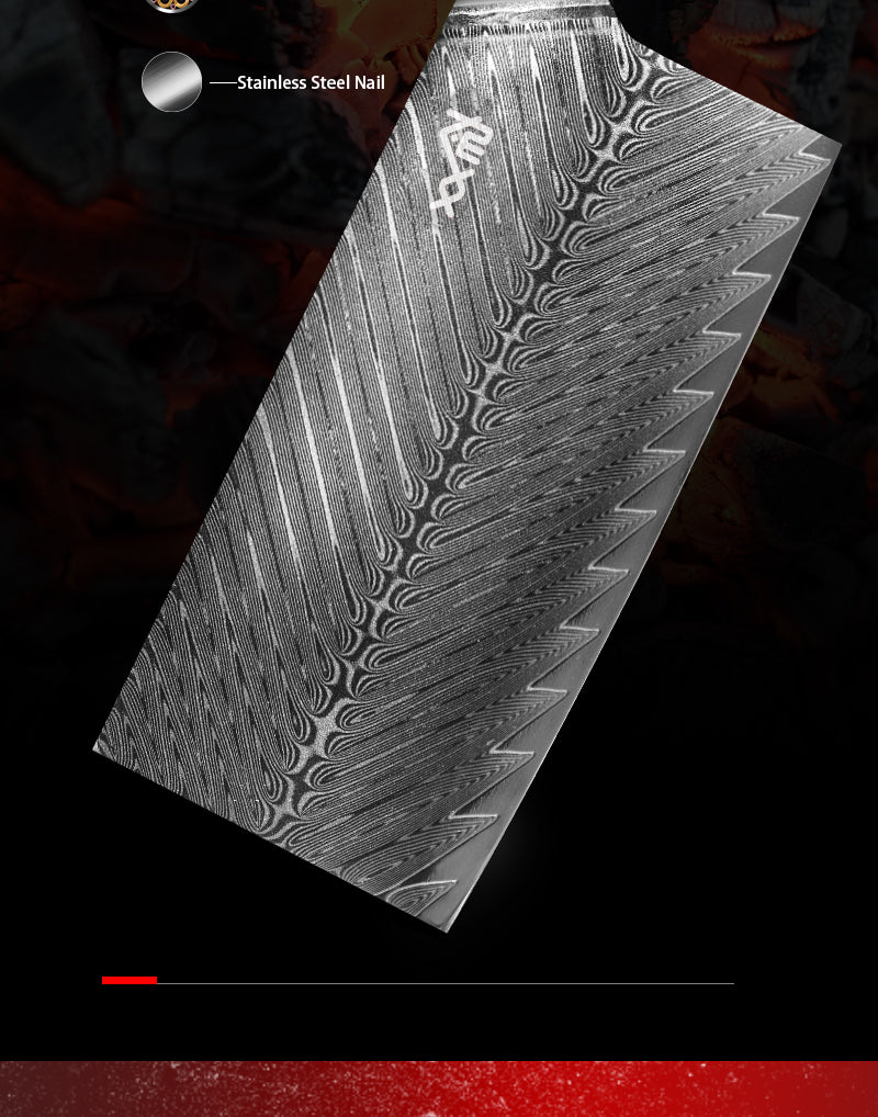 Damascus Kitchen Knife for Meat and Fruit Cutting - Versatile Chef's Knife