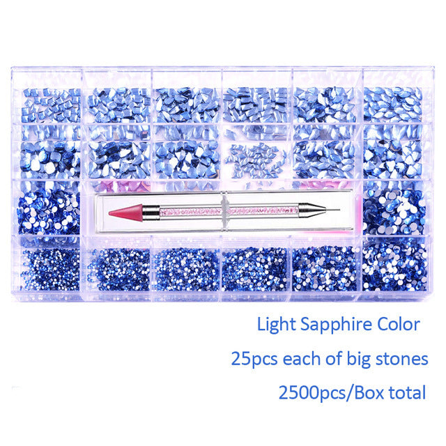 Nail Art Drill Kit with Glass Diamond Organizer Box