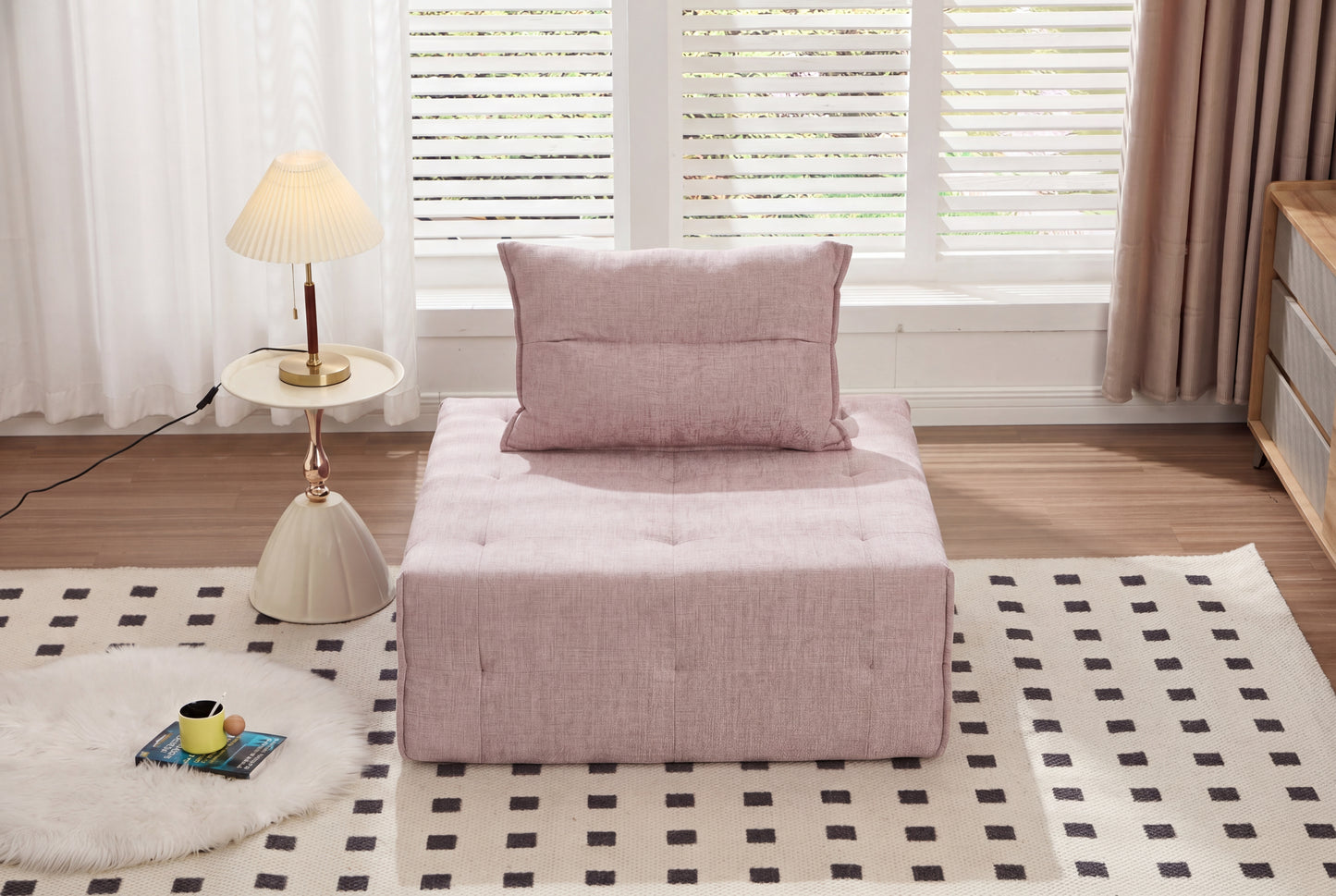 Modular Sectional Sofa with Adjustable Backrest - 39.37" Pink