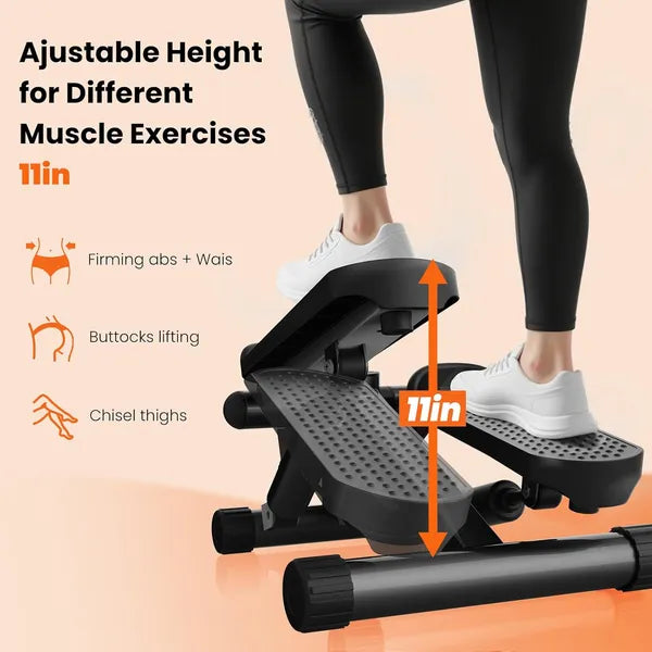 Portable Mini Stepper Machine with Resistance Bands for Full Body Workout