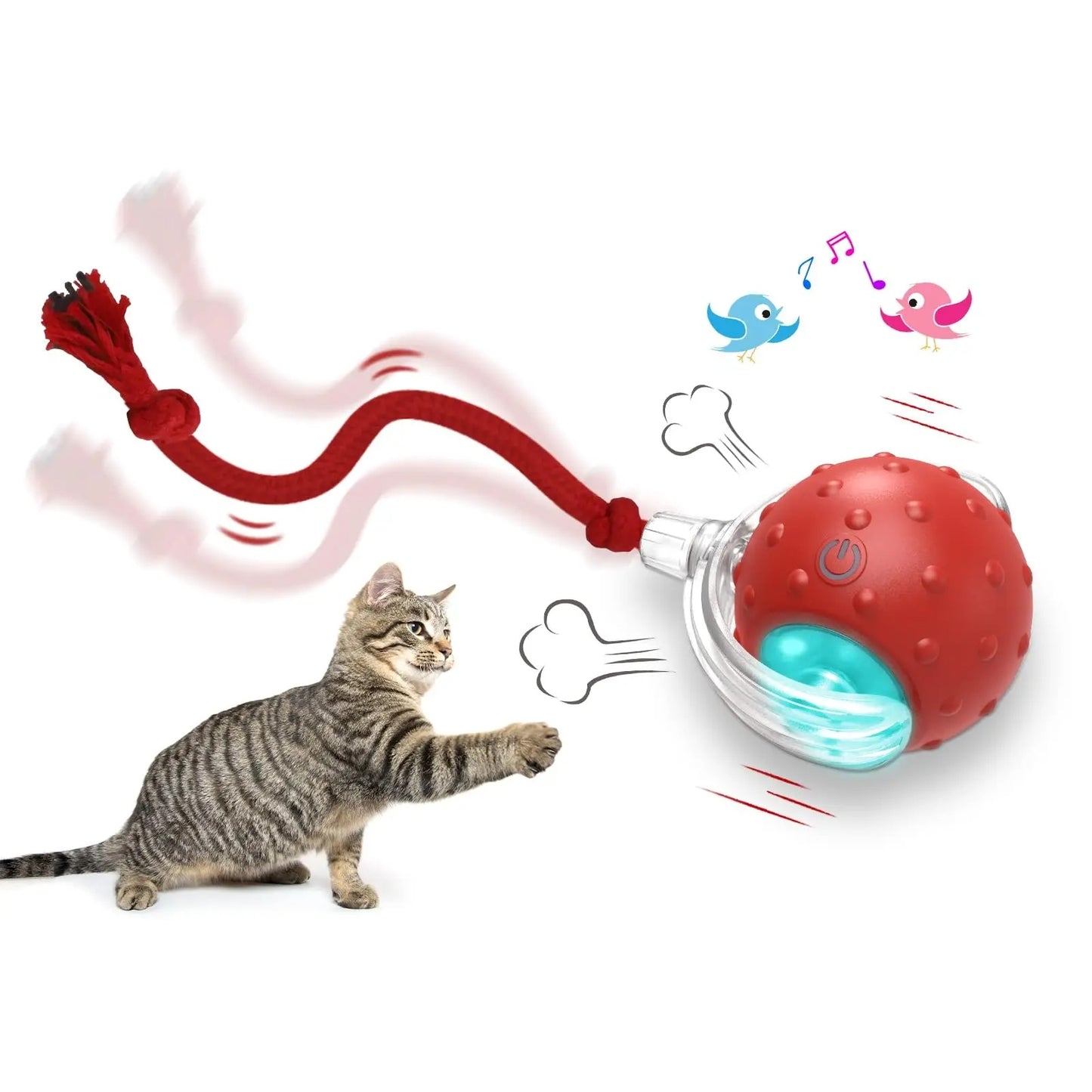 Interactive Cat Toy Ball with Multiple Modes and Realistic Sounds - Fun Pet Chase Toy