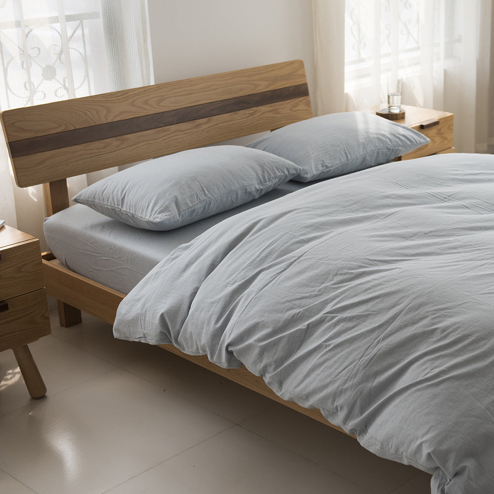 Solid Color Cotton Bed Sheet Set - Four-Piece Dormitory Bedding