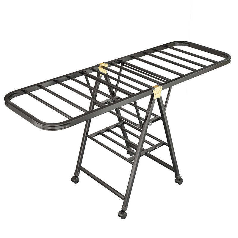 Black Foldable Clothes Drying Rack with Windproof Shoe Holder – 1.8m Indoor Laundry Organizer