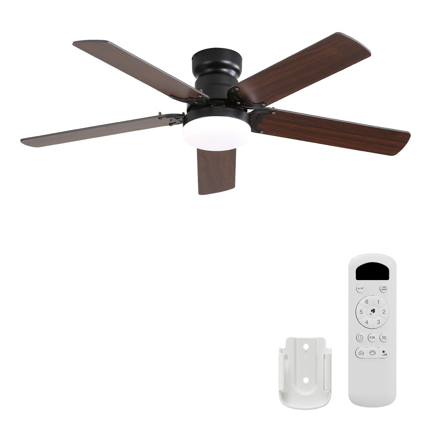 42-Inch Modern Ceiling Fan with LED Light & Remote Control - Black