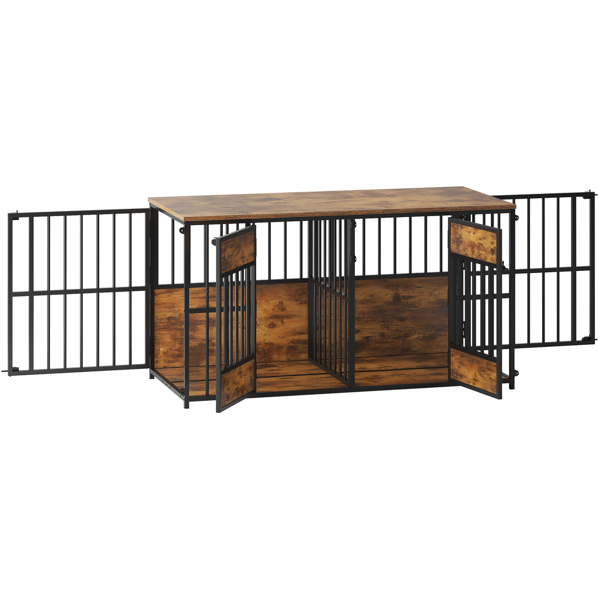 Large Wooden Dog Crate Furniture with Storage Top, Indoor Pet Kennel