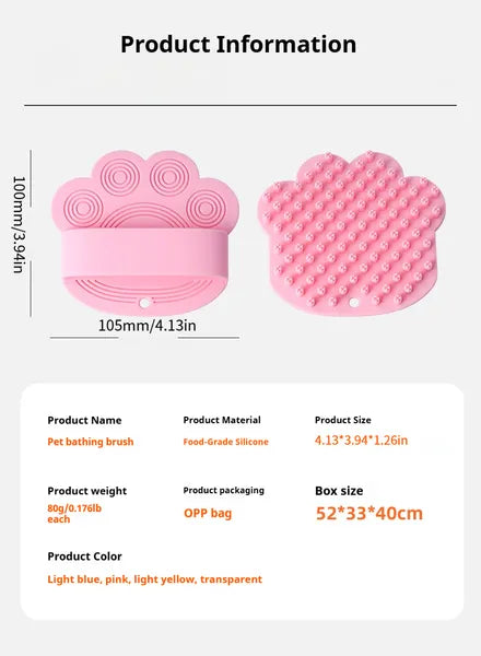 Dog Bath Brush Pet Comb Rubber Massage Brush for Bathing & Grooming
