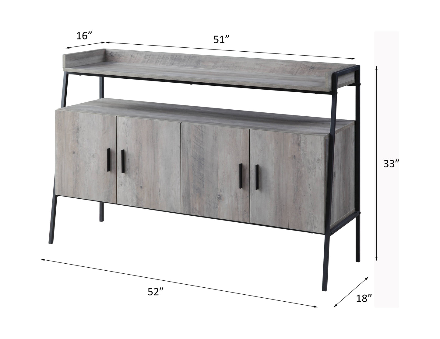 Gray Oak & Black Finish TV Stand for 50" TVs
