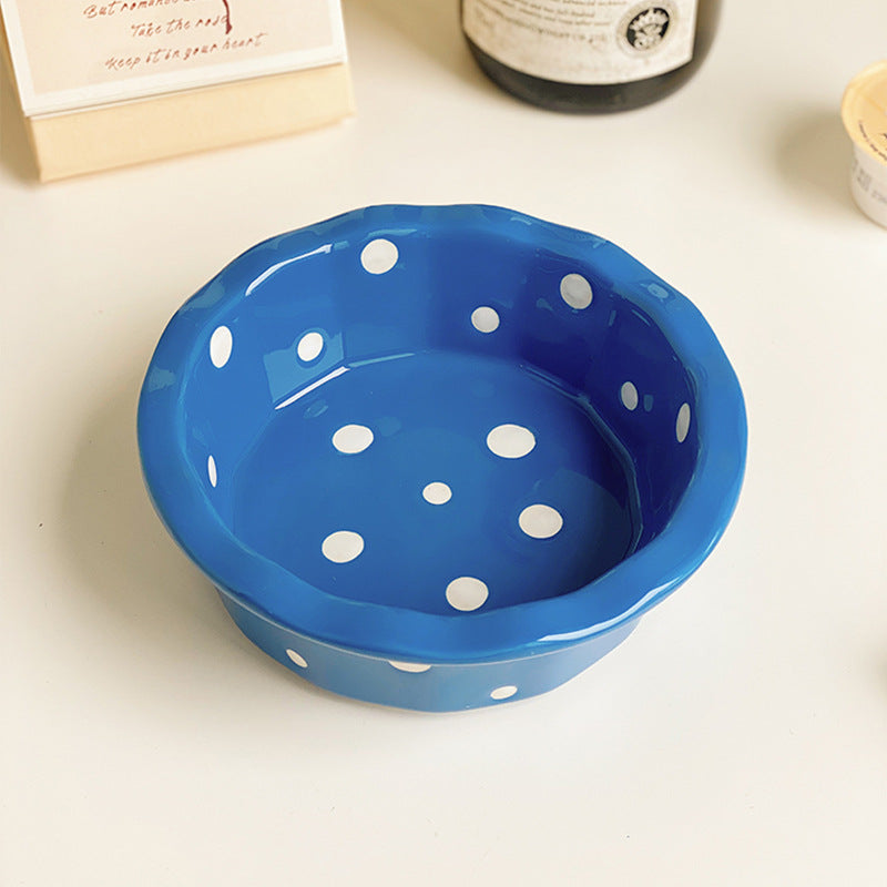 Polka Dot Porcelain Bowl Set - Cute Kitchen Dinnerware, 5-Inch