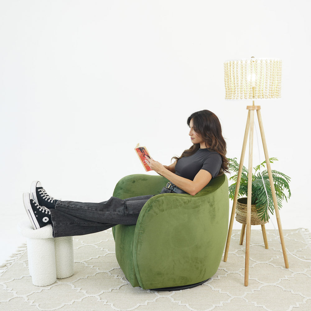 Renee Swivel Chair - Green Velvet