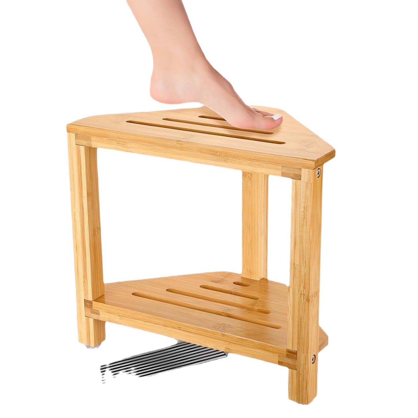 Multi-Purpose Bamboo and Wood Bathroom Storage Rack - Foldable & Rotatable