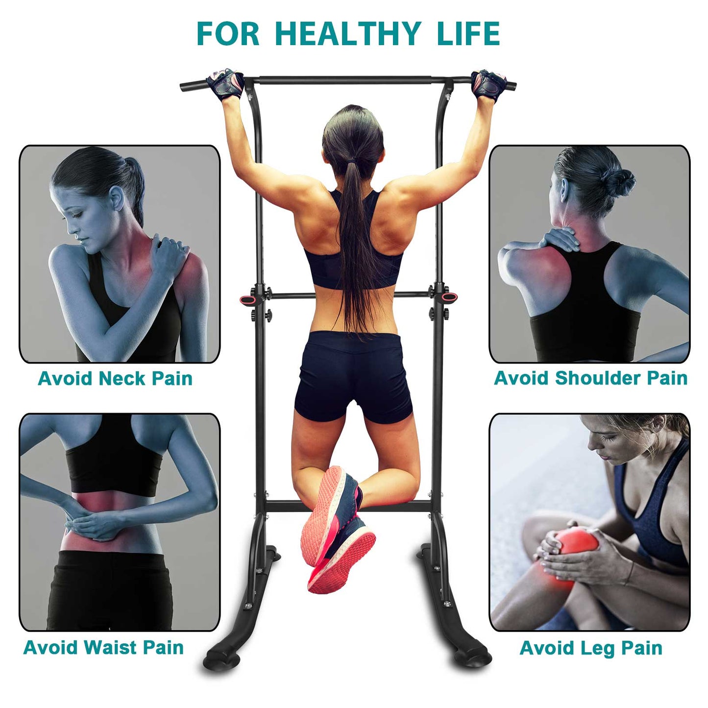 Power Tower with Detachable Bench - Adjustable Pull-Up Bar