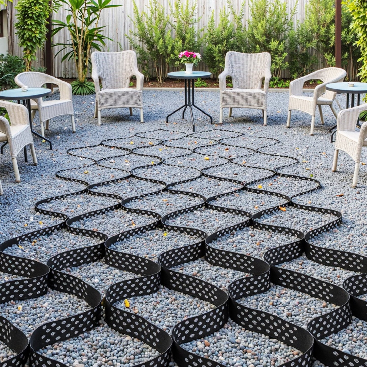 3-Inch Deep Gravel Stabilization Geocell Grid for Soft Terrain - Black