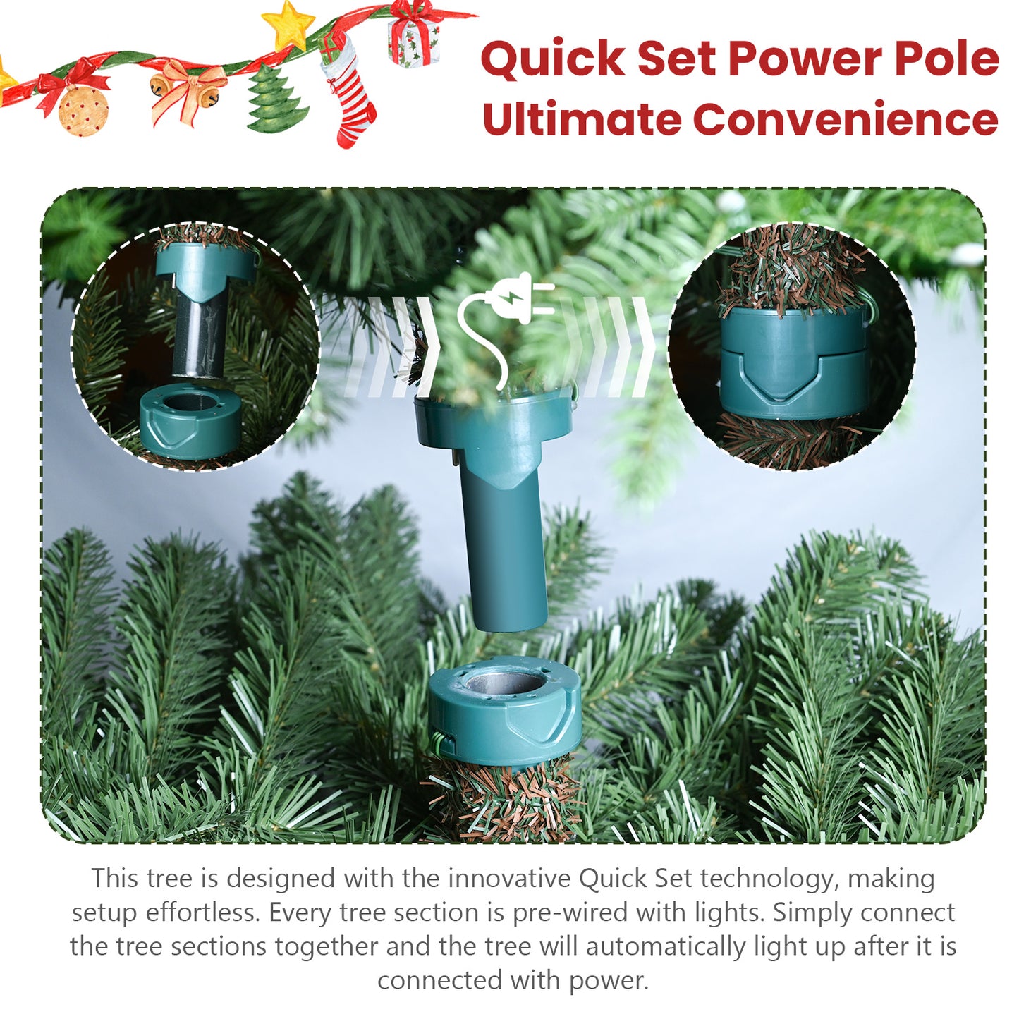 7ft Electric Flux Artificial Christmas Tree - PE/PVC Mixed