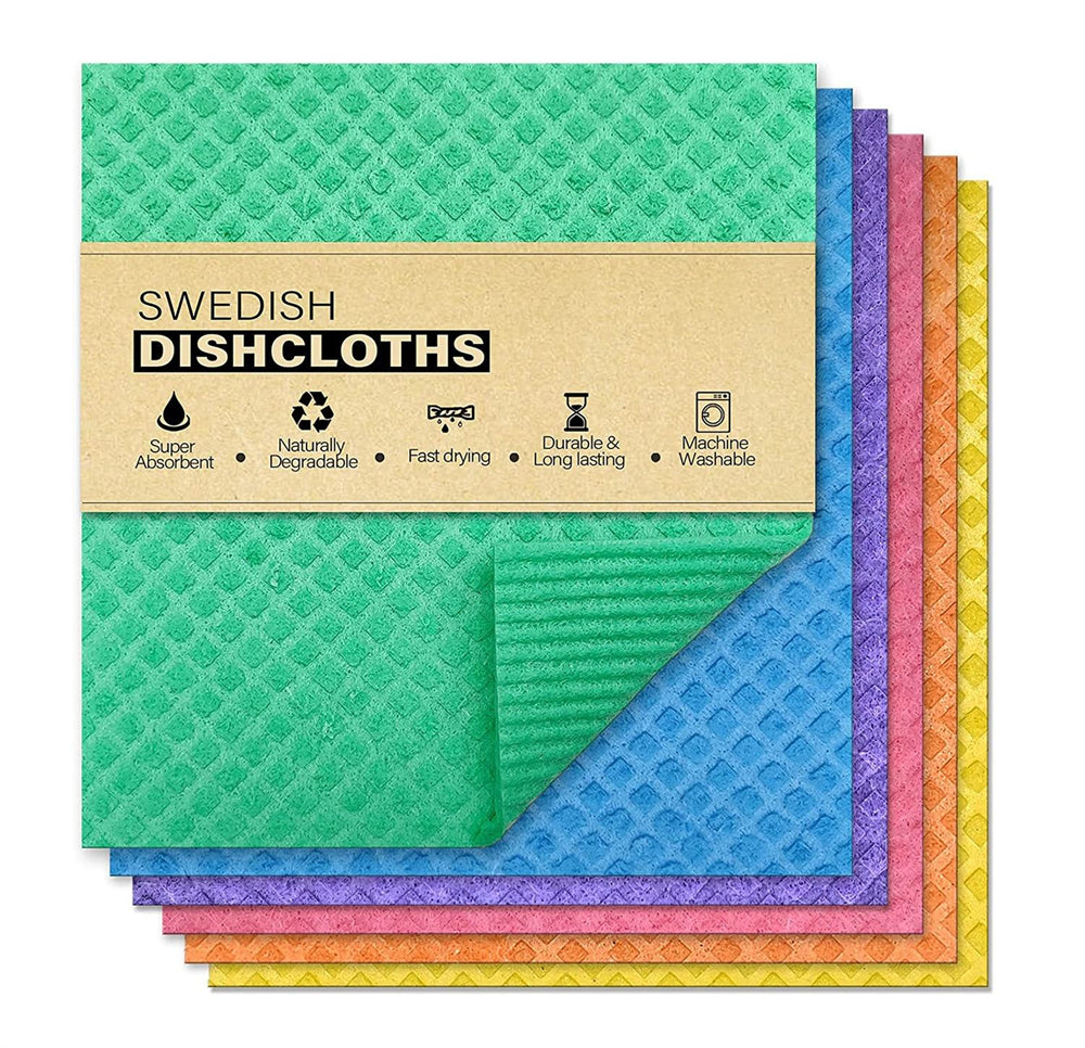 Reusable Biodegradable Kitchen Paper Towel Cloth - Organic Cellulose Swedish Dishcloth
