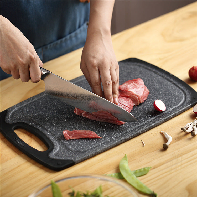 Marble-Style Plastic Cutting Board Set - Hangable Rectangle Kitchen Tool