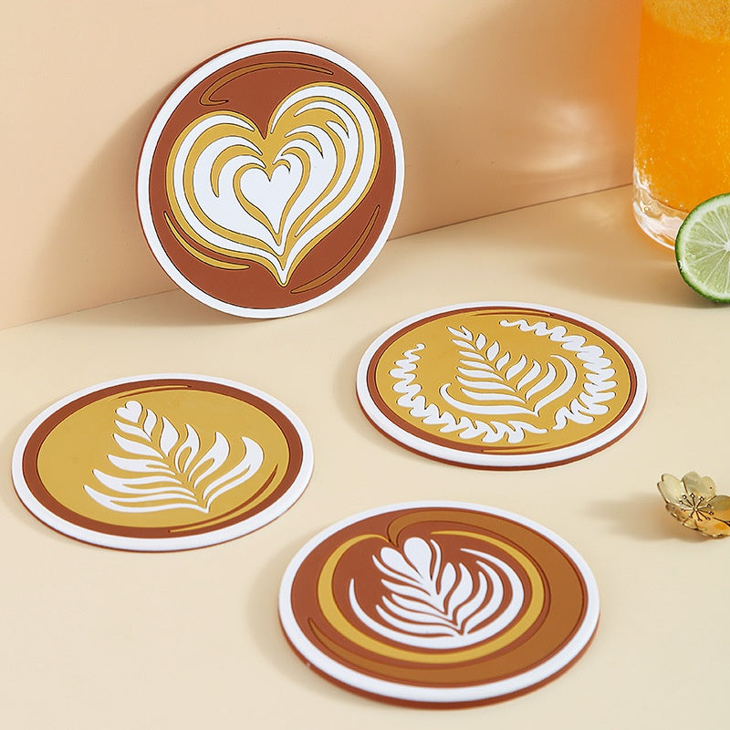 Anti-Scald Round Coffee Cup Mat - Thickened PVC Drink Coaster Set