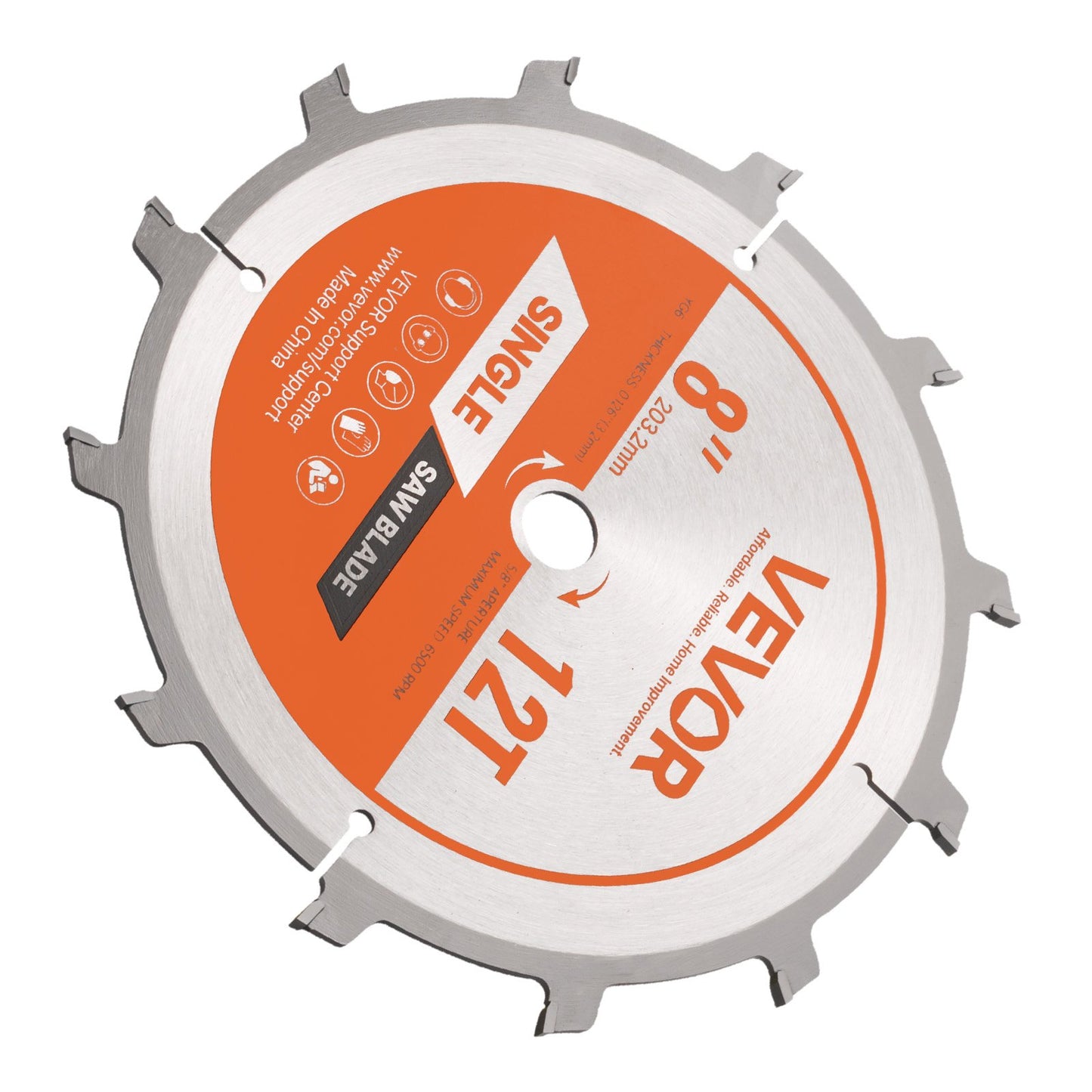 8-Inch Dado Blade Set with Chippers and Shims for Precise Woodworking - Orange