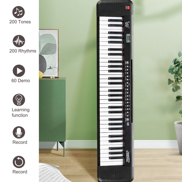 61-Key Electronic Keyboard with Light-Up Display & Stool Set