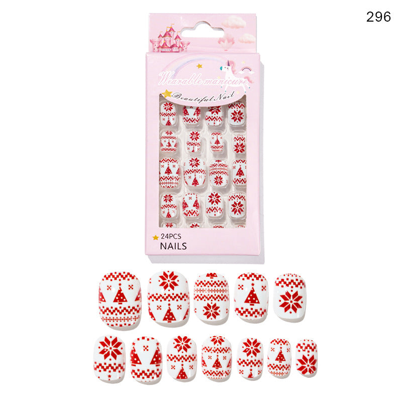 Christmas Kids Nail Stickers 24 Pieces Wearable Nail Art for Children