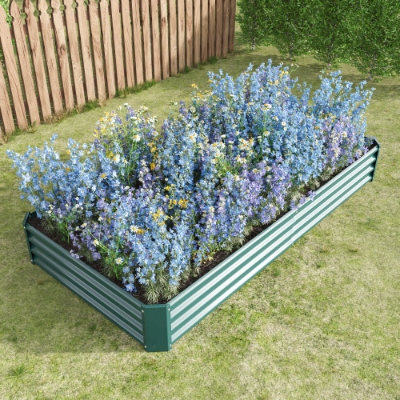 Metal Raised Garden Bed Kit 7.6x3.7ft for Vegetables, Flowers, Herbs - Black